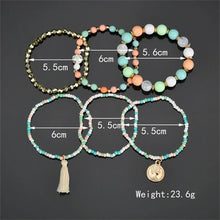 Load image into Gallery viewer, Bohemia Crystal Tassel Multicolor Beads Bracelets For Women Handmade Elastic Rope Charm Wrap Bracelet Summer Beach Party Jewelry
