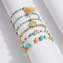Load image into Gallery viewer, Bohemia Crystal Tassel Multicolor Beads Bracelets For Women Handmade Elastic Rope Charm Wrap Bracelet Summer Beach Party Jewelry
