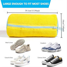 Load image into Gallery viewer, Durable Shoe Washing Machine Bag for All Shoe Types-Yellow with Blue Zipper,Ideal for Sneakers and Casual Shoes,Laundry Wash Bag
