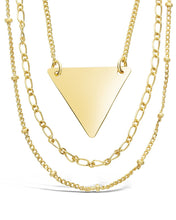 Load image into Gallery viewer, Triple Chain Layered Triangle Necklace
