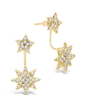 Load image into Gallery viewer, CZ Starburst Jacket Earrings

