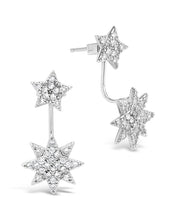 Load image into Gallery viewer, CZ Starburst Jacket Earrings

