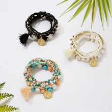 Load image into Gallery viewer, Bohemia Crystal Tassel Multicolor Beads Bracelets For Women Handmade Elastic Rope Charm Wrap Bracelet Summer Beach Party Jewelry
