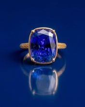 Load image into Gallery viewer, Sterling Silver Elongated Cushion Sapphire CZ Cocktail Ring
