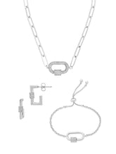 Load image into Gallery viewer, Pave CZ Carabiner Linked Lock Necklace Bundle
