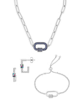Load image into Gallery viewer, Pave CZ Carabiner Linked Lock Necklace Bundle
