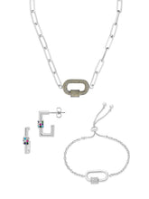 Load image into Gallery viewer, Pave CZ Carabiner Linked Lock Necklace Bundle

