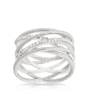 Load image into Gallery viewer, Sterling Silver Multi Band &amp; CZ Ring
