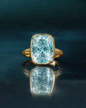 Load image into Gallery viewer, Sterling Silver Elongated Cushion Aquamarine CZ Cocktail Ring

