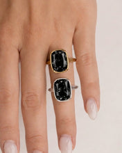 Load image into Gallery viewer, Sterling Silver Elongated Cushion Black CZ Cocktail Ring

