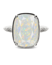 Load image into Gallery viewer, Sterling Silver Elongated Cushion Opal Cocktail Ring
