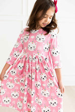 Load image into Gallery viewer, Unicorn Kitties 3/4 Sleeve Pocket Twirl Dress
