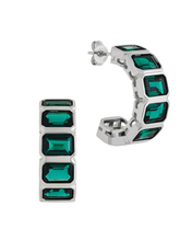 Load image into Gallery viewer, Nyssa Bezel CZ Station Hoop Earrings
