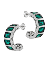 Load image into Gallery viewer, Nyssa Bezel CZ Station Hoop Earrings
