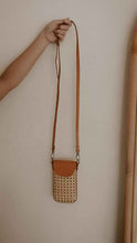 Load image into Gallery viewer, Nia Leather and Rattan Phone Sling
