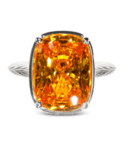 Load image into Gallery viewer, Sterling Silver Elongated Cushion Canary CZ Cocktail Ring
