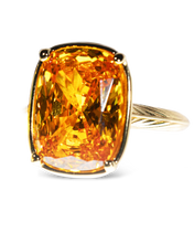 Load image into Gallery viewer, Sterling Silver Elongated Cushion Canary CZ Cocktail Ring
