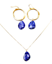 Load image into Gallery viewer, Large moonstone drop necklace (taupe, periwinkle, labradorite)
