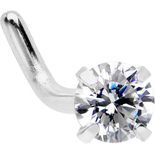 Load image into Gallery viewer, 18G 1/4 Clear 3mm CZ Gem Steel L-Shape Nose Ring
