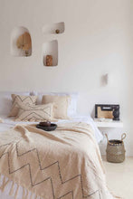 Load image into Gallery viewer, Hand Loomed Cotton Blanket in Black Motif

