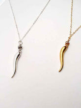 Load image into Gallery viewer, Italian Horn Necklace: silver or gold
