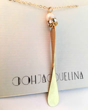 Load image into Gallery viewer, Long Pillar Necklace with pearl and Swarovski side detail
