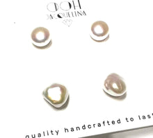 Load image into Gallery viewer, Genuine pearl stud earrings
