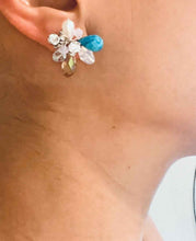 Load image into Gallery viewer, Turquoise Swarovski Flower earrings
