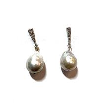 Load image into Gallery viewer, Baroque Pearl Rhinestone Encrusted Post earrings
