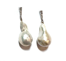 Load image into Gallery viewer, Baroque Pearl Rhinestone Encrusted Post earrings
