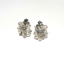 Load image into Gallery viewer, Shannon pearl and Diamond cluster stud earrings

