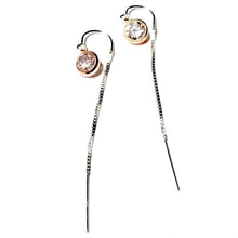 Load image into Gallery viewer, Rhinestone “Diamond” circle thread earrings
