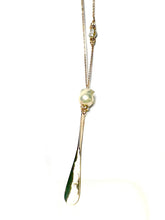 Load image into Gallery viewer, Long Pillar Necklace with pearl and Swarovski side detail
