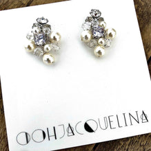 Load image into Gallery viewer, Shannon pearl and Diamond cluster stud earrings
