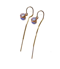 Load image into Gallery viewer, Rhinestone “Diamond” circle thread earrings
