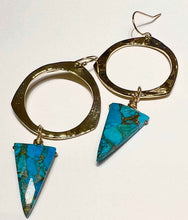 Load image into Gallery viewer, Turquoise Triangle Hoop earrings
