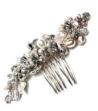 Load image into Gallery viewer, The Reagan asymmetrical  hair comb (pink and purple pearls)
