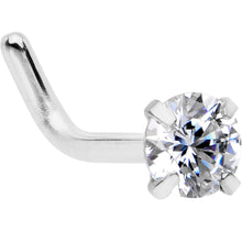 Load image into Gallery viewer, 18G 1/4 Clear 3mm CZ Gem Steel L-Shape Nose Ring
