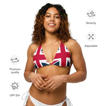 Load image into Gallery viewer, Union Jack String Bikini Top | Red Strings | Removable Padding
