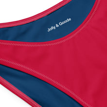 Load image into Gallery viewer, Union Jack Bandeau Bikini with Red V-Cut Bikini Bottom

