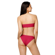 Load image into Gallery viewer, Union Jack Bandeau Bikini with Red V-Cut Bikini Bottom
