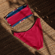 Load image into Gallery viewer, Union Jack Bandeau Bikini with Red V-Cut Bikini Bottom

