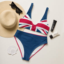 Load image into Gallery viewer, Union Jack Bikini | Cheeky | Blue and Red Bottom | Removable Padding
