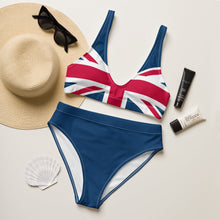 Load image into Gallery viewer, Union Jack Bikini | Cheeky | Blue Bottom | Removable Padding
