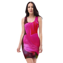 Load image into Gallery viewer, Pink &amp; Red Rose Bodycon Dress | Body Contour Dress
