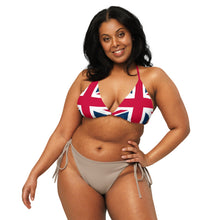 Load image into Gallery viewer, Union Jack String Bikini Top | Red and Blue Strings | Removable Padding
