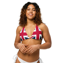 Load image into Gallery viewer, Union Jack String Bikini Top | Red and Blue Strings | Removable Padding
