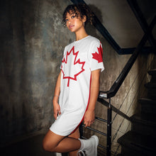 Load image into Gallery viewer, Oh Canada T-shirt Dress | Canadian Flag Dress | Canadian Flag Sleeves
