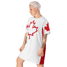 Load image into Gallery viewer, Oh Canada T-shirt Dress | Canadian Flag Dress | Canadian Flag Sleeves
