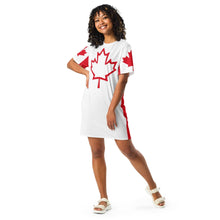 Load image into Gallery viewer, Oh Canada T-shirt Dress | Canadian Flag Dress | Canadian Flag Sleeves
